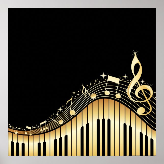 Poster Touches de musique noir et or Cool (Devant)