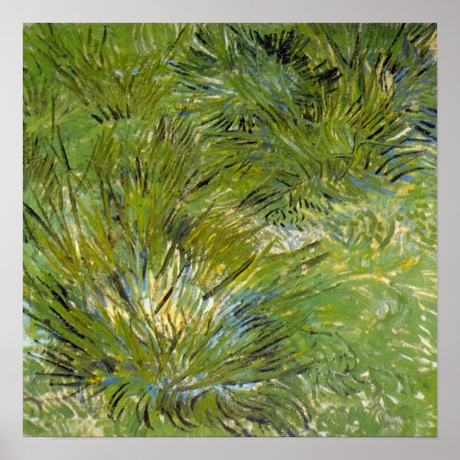 Poster Touffes d'herbe par Vincent van Gogh (Devant)