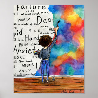 Poster Toujours combattre la peinture aquarelle (205) REV
