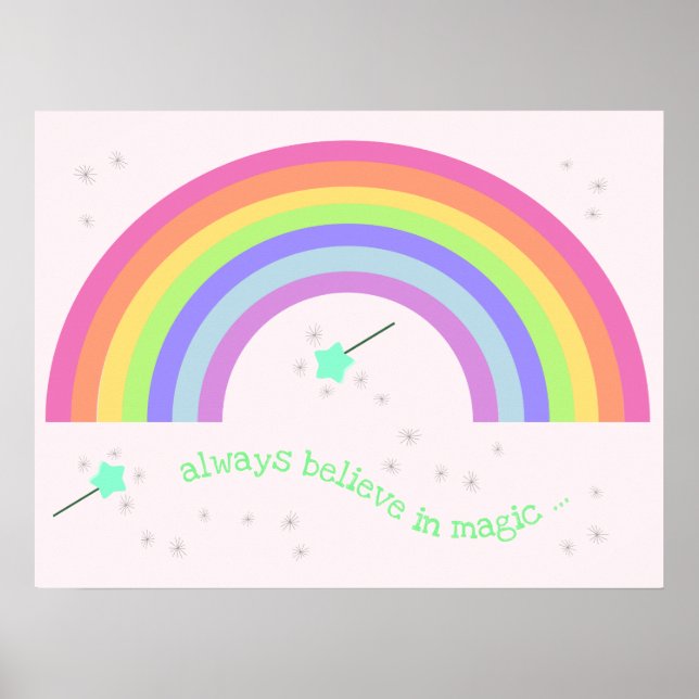 Poster Toujours croire en la magie - Fée magique Arc-en-c (Devant)