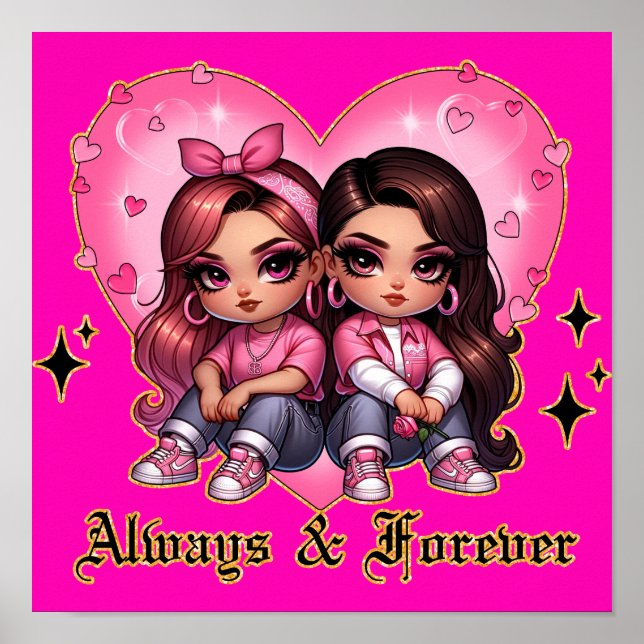 Poster Toujours & Forever Meilleurs amis filles cadeau (Devant)
