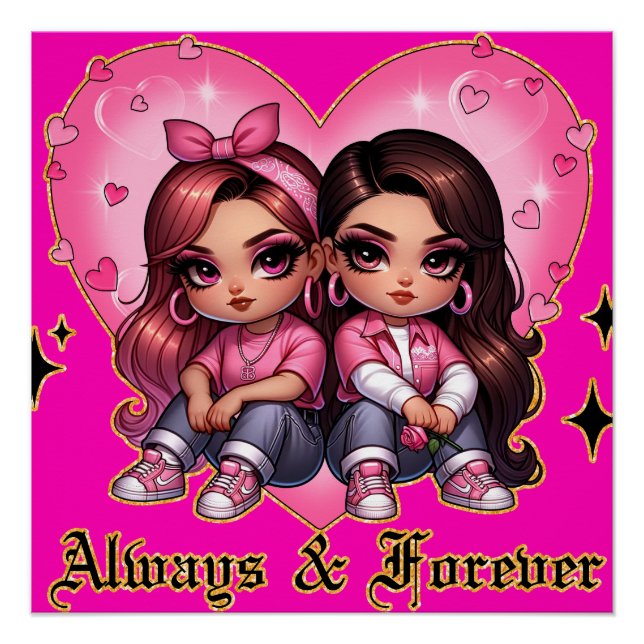Poster Toujours & Forever Meilleurs amis filles cadeau (Devant)