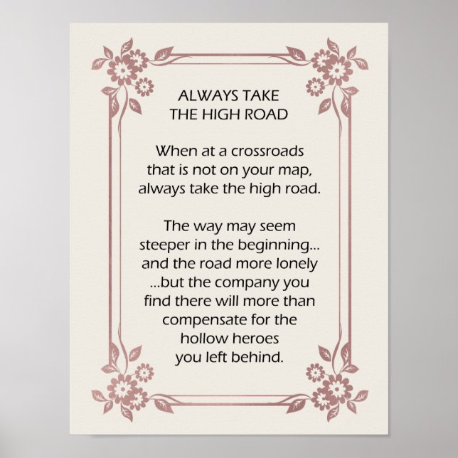Poster Toujours prendre le High Road Motivational Nudge (Devant)
