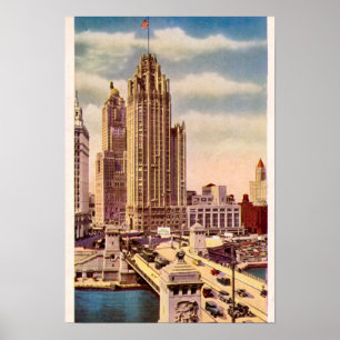 Poster Tour de Chicago l'Illinois Tribune