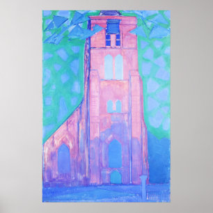 Poster Tour de l'église de Dombourg par Piet Mondrian
