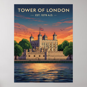 Poster Tour de Londres au coucher du soleil