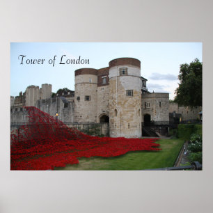 Poster Tour de Londres avec les pavots en céramique -
