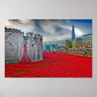 Poster Tour de Londres Red Poppies Angleterre Royaume-Uni