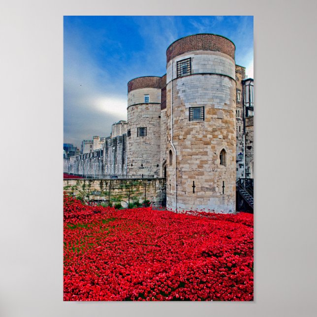 Poster Tour de Londres Red Poppies Angleterre Royaume-Uni (Devant)