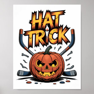 Poster Tour de magie de hockey Halloween Citrouille effra