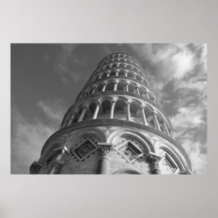 Poster Tour de Pise en noir et blanc Italie