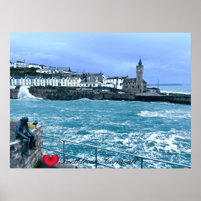 Poster Tour d'horloge Porthleven + Attente De La Sculptur (Devant)