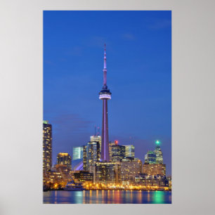 Poster Tour du CN illuminée la nuit à Toronto Canada