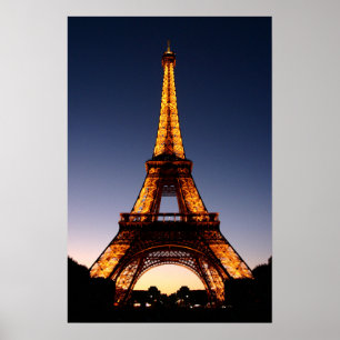 Poster Tour Eiffel à l'affiche de nuit