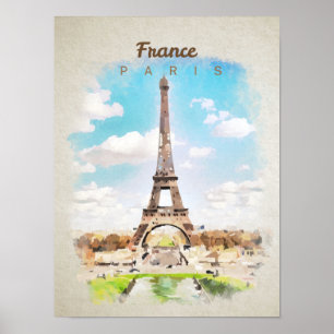 Poster Tour Eiffel à l'aquarelle