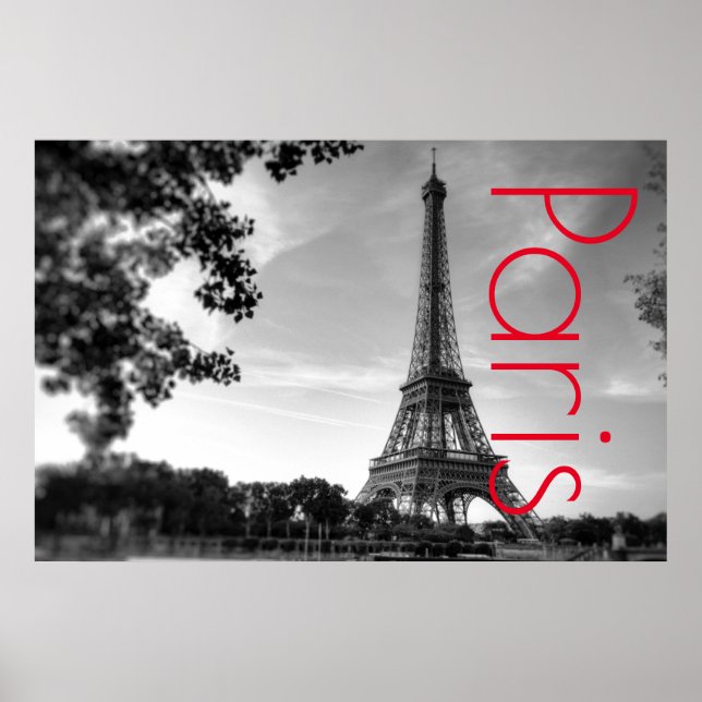 Poster Tour Eiffel à Paris Ville d'Amour romantique (Devant)
