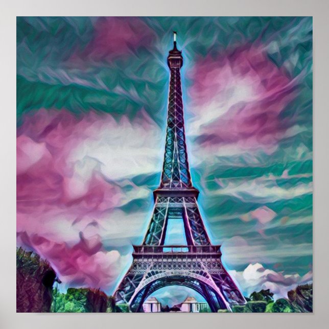 Poster Tour Eiffel Abstraite (Devant)