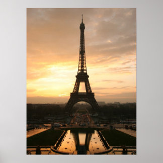 Poster Tour eiffel au lever du soleil du trocadero