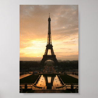 Poster Tour eiffel au lever du soleil du trocadero
