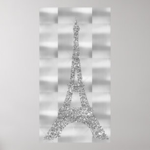Poster Tour Eiffel Cristaux Swarovski gris argent Paris