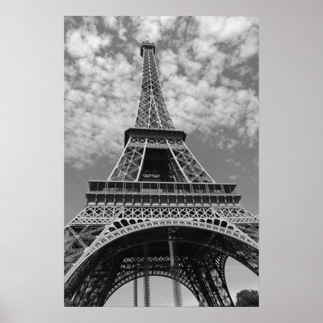 Poster Tour Eiffel en noir et blanc (Devant)