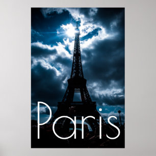 Poster Tour Eiffel en Paris bleu nuit
