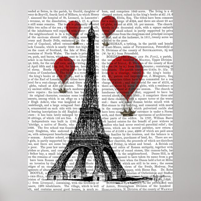 Poster Tour Eiffel et Ballons rouges à air chaud (Devant)