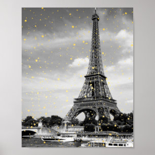 Poster Tour Eiffel, France - Arrosage Noir / Faux Or