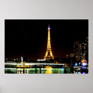 Poster Tour Eiffel illuminée à Paris la nuit