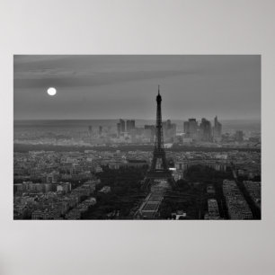 Poster Tour Eiffel Noir Blanc Paris Europe Voyage