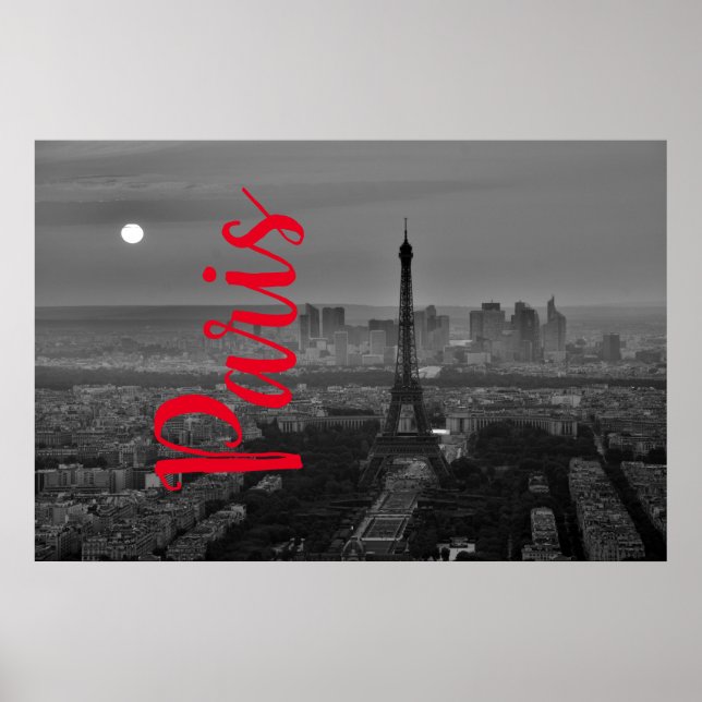 Poster Tour Eiffel Noir Blanc Paris Europe Voyage (Devant)