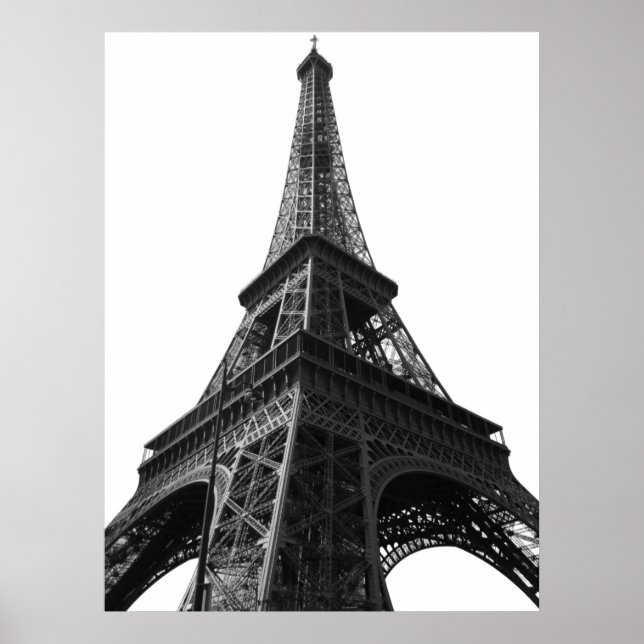 Poster Tour Eiffel Noir & Blanc Paris Voyage européen (Devant)