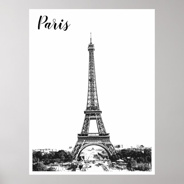Poster Tour Eiffel noir et blanc (Devant)
