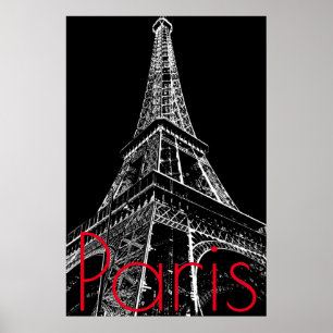 Poster Tour Eiffel noir et blanc à Paris - Œuvre d'art