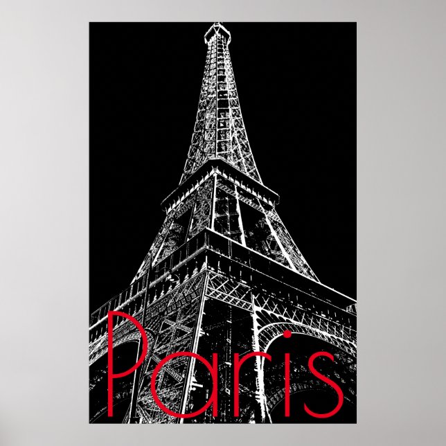 Poster Tour Eiffel noir et blanc à Paris - Œuvre d'art (Devant)