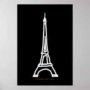 Poster Tour Eiffel Paris/France noir blanc