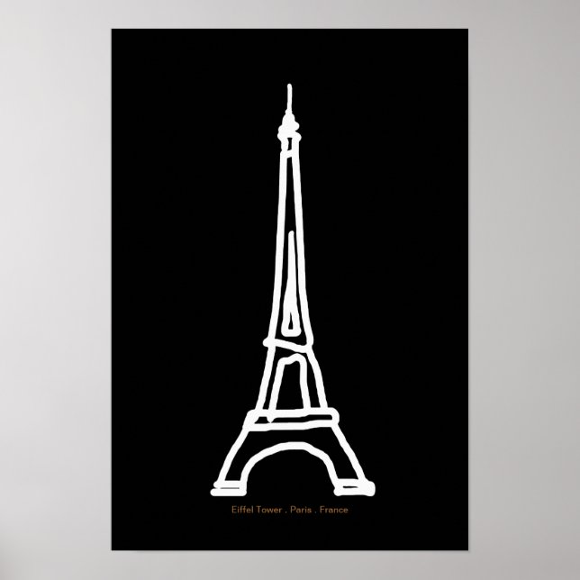 Poster Tour Eiffel Paris/France noir blanc (Devant)
