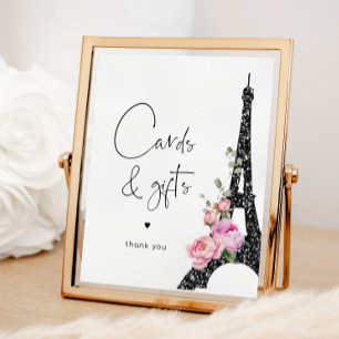 Poster Tour Eiffel paris noir rose Cartes et cadeaux