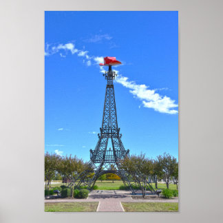 Poster Tour Eiffel portant un chapeau de cowboy rouge, Pa