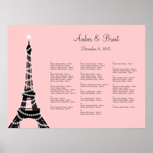 Poster Tour Eiffel Twinkles Siège Graphique rose (Devant)