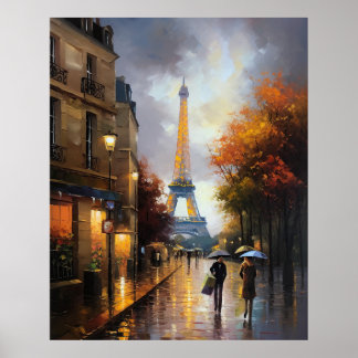 Poster Tour Eiffel vue par un jour d'automne pluvieux à P