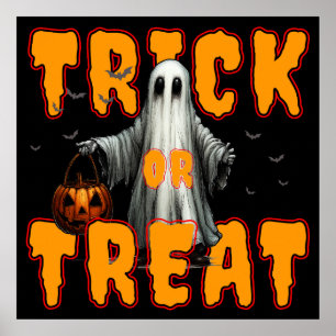Poster tour ou friandise halloween épouvantable fantôme c