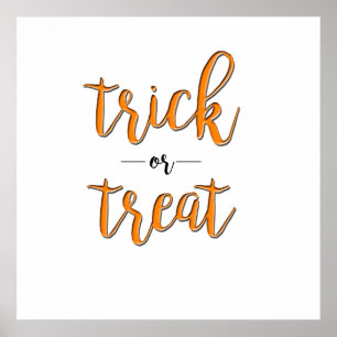 Poster tour ou friandise halloween orange noir simple