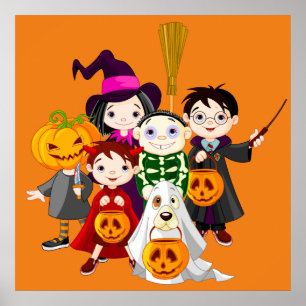 Poster Tour ou traitement d'enfants de Halloween