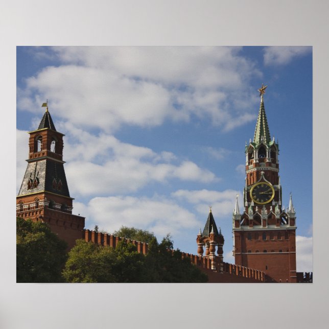 Poster Tour Spasskaya en Carré rouge, Moscou, Russie (Devant)