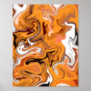 Poster Tourbillon Abstrait Orange Incandescent