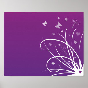 Poster Tourbillon de papillon violet et rose