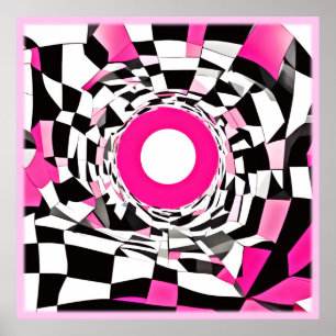 Poster Tourbillon Rose : Une Descente à Carreaux