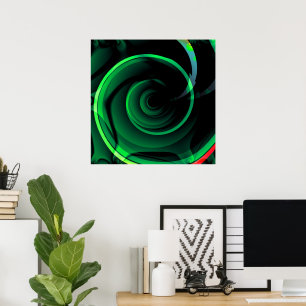 Poster Tourbillon vert Psychédélique hypnotique tourbillo