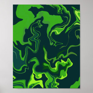 Poster Tourbillons de fluide vert abstrait